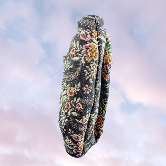 Vintage 60s Floral Carpet Hobo Bag Retro Purse Tapestry Boho Handbag Cottagecore - Picture 2 of 6